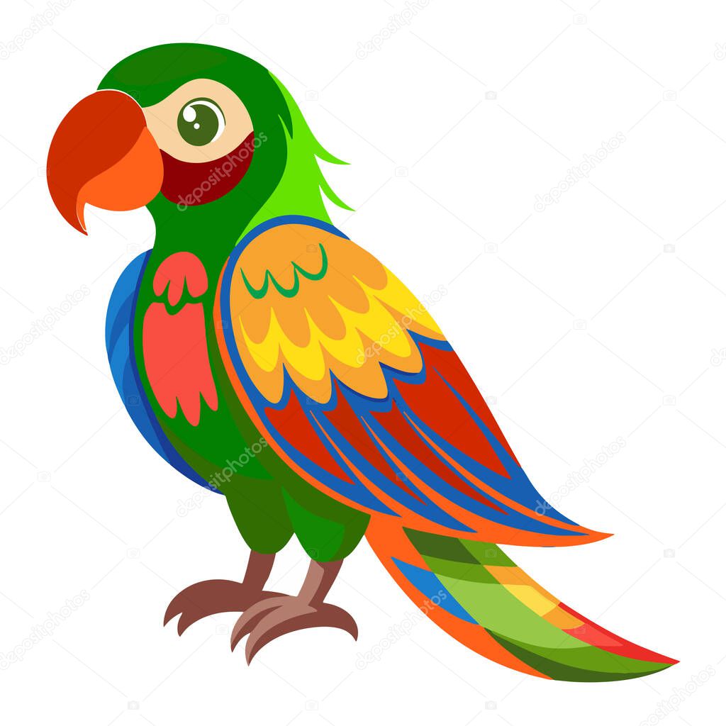 Colorful cartoon parrot illustration for children s book