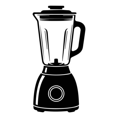 Beyaz arka planda modern mutfak mikserinin siyah beyaz silueti.