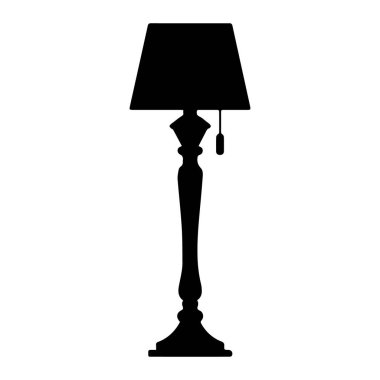 Beyaz arka planda zinciri olan klasik bir lamba silueti.