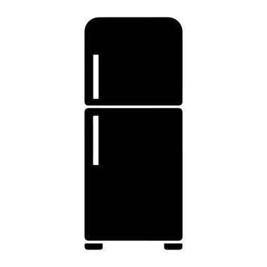 Beyaz arka planda iki kapılı bir buzdolabının simgesi.