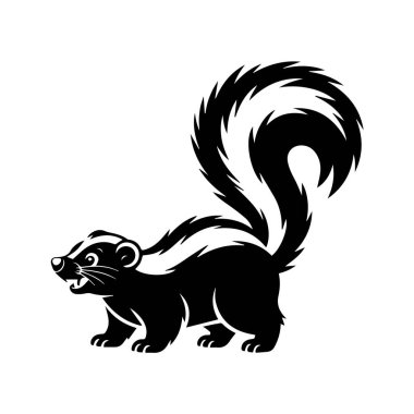 Simsiyah bir panter silueti alçak, yırtıcı bir çömelme ile tasvir edilir. Vücudu kaslıdır ve kuyruğu zarifçe kıvrılır..