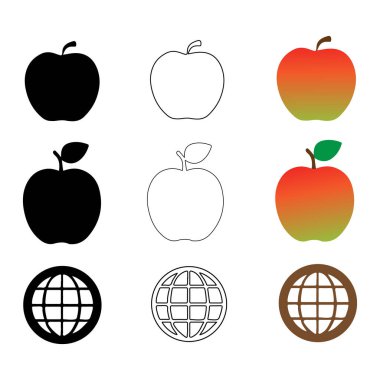 Katı siyah, kabataslak dış hatları ve canlı renk değişimlerini içeren dokuz ikondan oluşan bir ızgara..