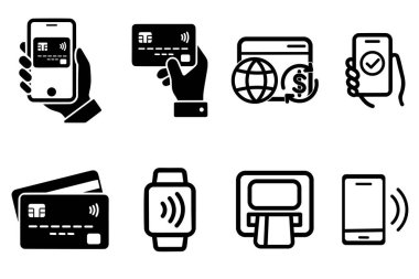 Fintech UI Simgesi Dijital Cüzdan, NFC, Çevrimiçi Ödeme.