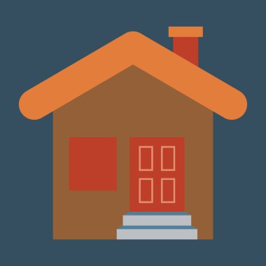 Emlak pazarlama ve aile hayatı tasarımları için mükemmel, rahat bir ev ikonu.