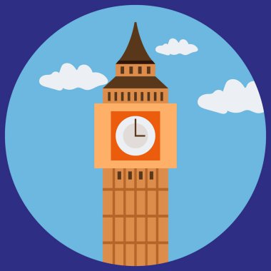 Iconic Big Ben saat kulesi parlak mavi gökyüzü altında tüylü bulutlar, zamansız bir Londra simgesi