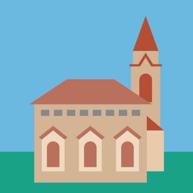 Vektör illüstrasyonu, simge ögesi arkaplanı. Geometrik Tasarım ve Mavi Gökyüzü Tasarımına Karşı Sessiz Renkler Basit Dini Tasarımlar ve Yeşil Üs.