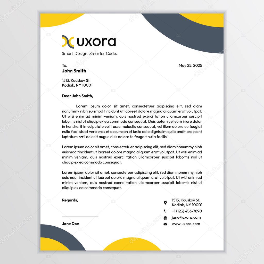 Brand Identity design template of a company letterhead, easily editable and customizable