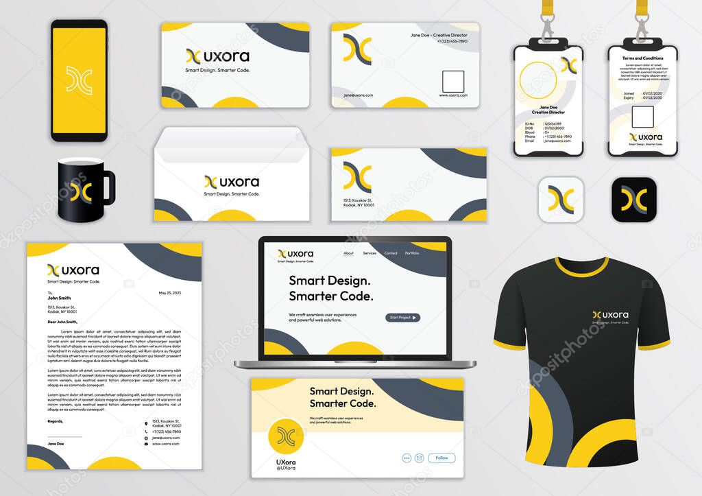 Brand Identity design template of a company including all the promotional materials, easily editable and customizable