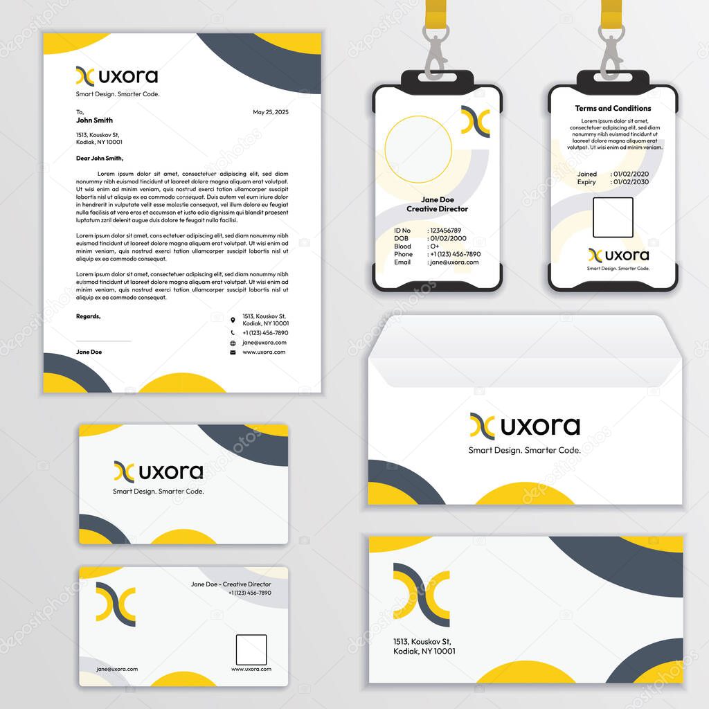 Brand Identity design template of a company including some promotional materials, easily editable and customizable