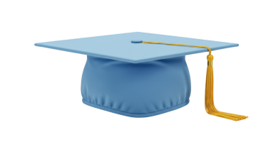 Püsküllü bir mezuniyet şapkası, şeffaf bir arkaplanda izole edilmiş. Akademik başarıyı, mezuniyet törenini ve eğitimin başarıyla tamamlanmasını temsil ediyor..
