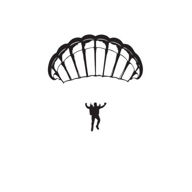 Paraglider silueti beyaz arkaplanda izole edildi