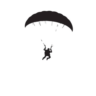 Paraglider silueti beyaz arkaplanda izole edildi