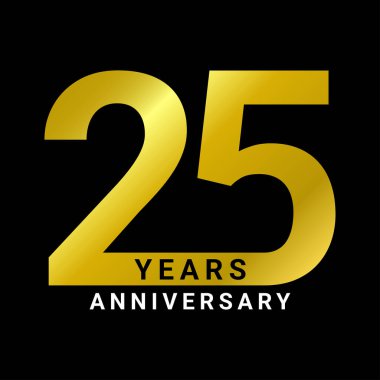 Kutlama için siyah zemin üzerinde altın sayıyla 25 yıllık zarif bir tasarım.