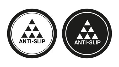 kayma önleyici siyah-beyaz dairesel simge etiketleri ile üçgen desenli güvenlik veya kayma yüzeyi olmayan