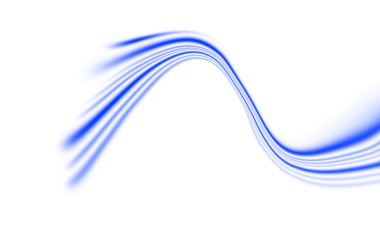 Modern tasarım için dijital olarak tasarlanmış, beyaz zemin üzerinde akan soyut mavi eğri dalga çizgileri