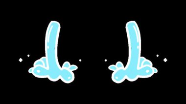 Çizgi film, şelale ağlaması, yıldızlı animasyon efektleri şeffaf arkaplan derlemesi.