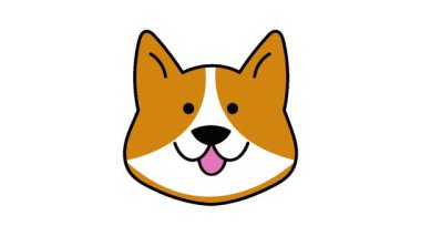 Köpek ikonu animasyonu. Köpek çizgi filmi animasyonu. Şeffaf arkaplanda köpek yüzü simgesi izole edildi. 4k animasyon