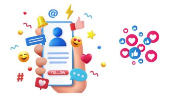 Sosyal medya simgelerinin kaynağı, yükseliş, sosyal ağ geçmişi, sosyal platformlar animasyonu, şeffaf arkaplan üzerine.