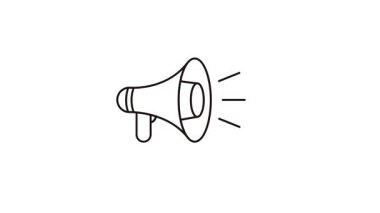 Şeffaf ekranda megafon animasyonu, çılgın promosyonlar duyuran hoparlör. Reklam ve tanıtım için el ele megafon hoparlörü animasyonu.