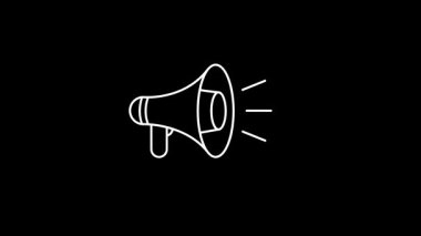 Şeffaf ekranda megafon animasyonu, çılgın promosyonlar duyuran hoparlör. Reklam ve tanıtım için el ele megafon hoparlörü animasyonu.