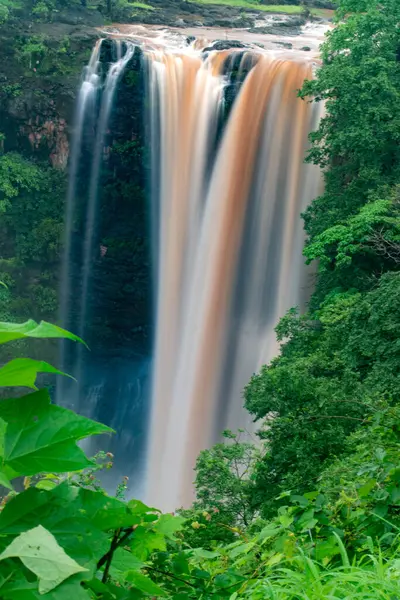 Görkemli Chimer Şelalesi Dang Gujarat 'taki yemyeşil alanda çağlıyor.