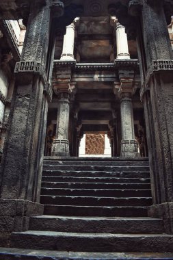 Ahmedabad, Gujarat 'ta eski bir basamak, karmaşık taş oymalı sütunlar, simetrik merdivenler ve Bai Harir Vav' ın geometrik tasarımlarını sergiliyor. Hint mirasının dikkate değer bir örneği..