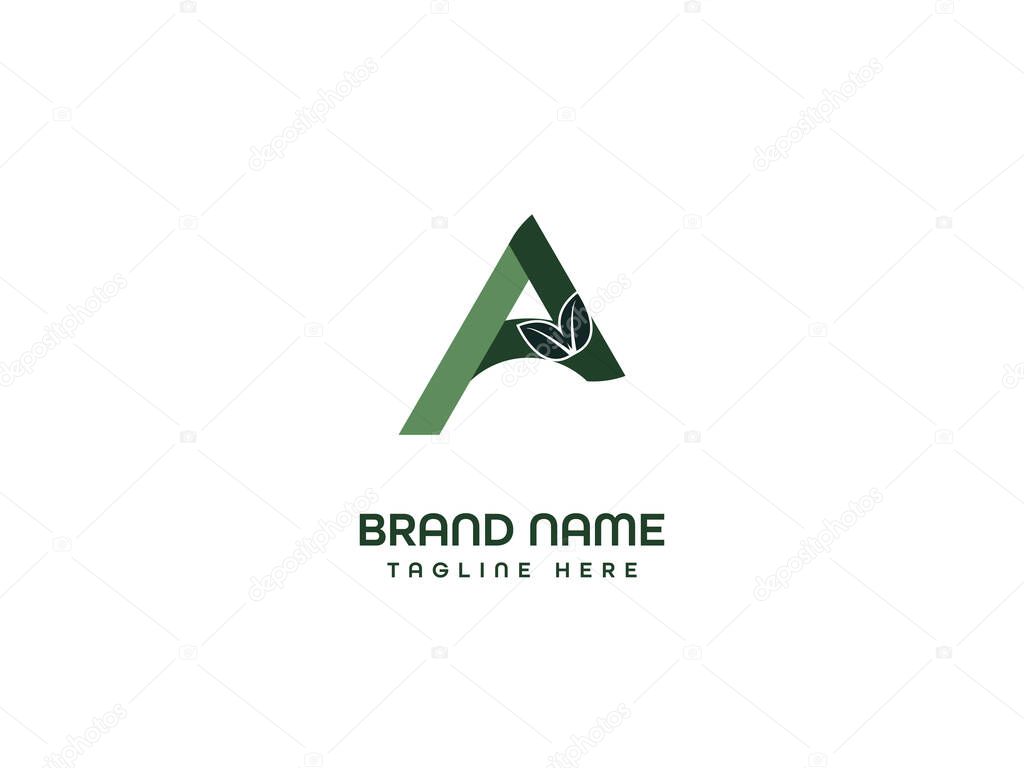 A leaf letter logo design