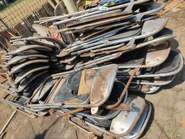 Collection of Vintage Automotive Trim Parts Rusty Metal Scrap