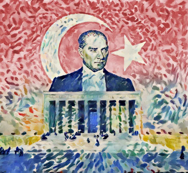 stock image Colorful Illustration of Mustafa Kemal Ataturk