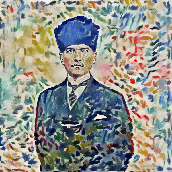 Bunte Porträtdarstellung Von Mustafa Kemal Atatürk Mit Calpac — Stockfoto