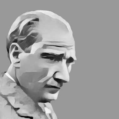 Mustafa Kemal Atatürk 'ün Calpac giydiği Greyscale portresi