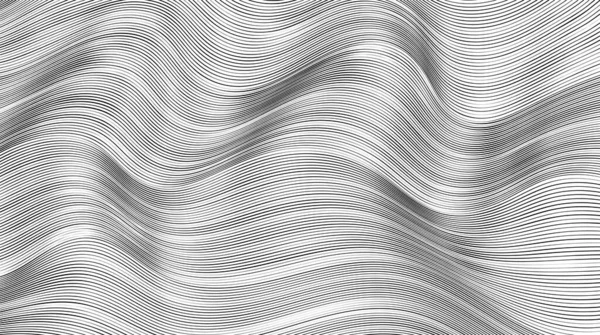 Abstraite Vagues Lisses Fond Fond Rayures Ondulées Noir Blanc — Image vectorielle