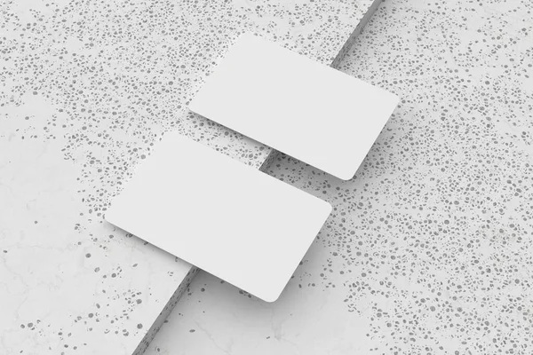 Rounded corners business cards mock up on marble stone