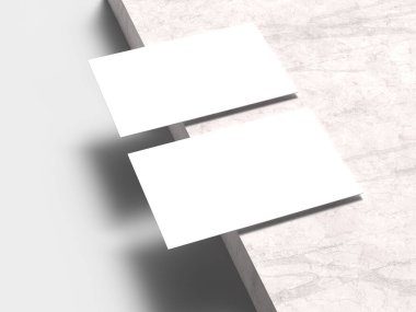 Kartvizitler taşın üstünde. 3d illüstrasyon