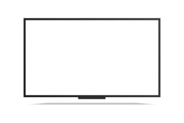 4K TV flat screen lcd, oled or qled plasma, realistic illustration, White blank monitor mock up