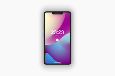 smartphone mock up with modern wallpaper isolated