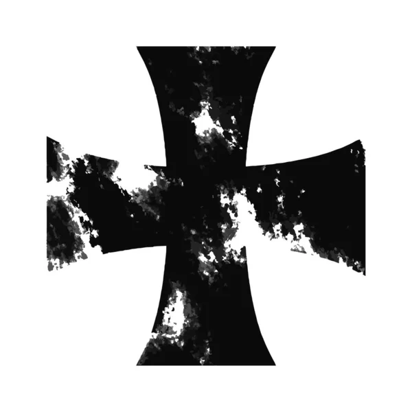 Μαύρο Grunge Μεσαιωνικό Σταυρό Της Μάλτας Templar Χριστιανικό Σημάδι Σύμβολο — Διανυσματικό Αρχείο