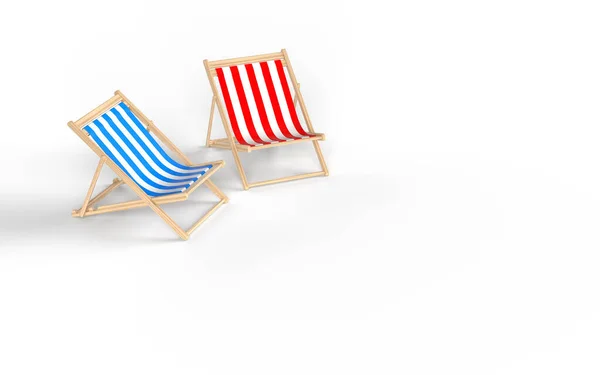 Dwa Paski Plażowe Letnie Wyjazdy Odizolowane Białym Tle Przestrzenią Kopiowania — Zdjęcie stockowe