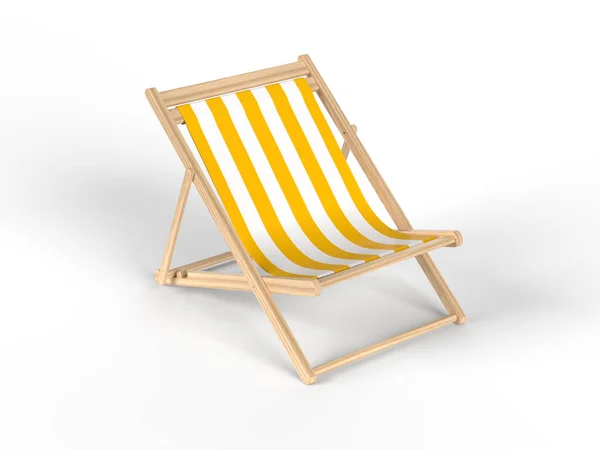 白を基調とした黄色の縞模様のビーチチェア 3Dレンダリング — ストック写真
