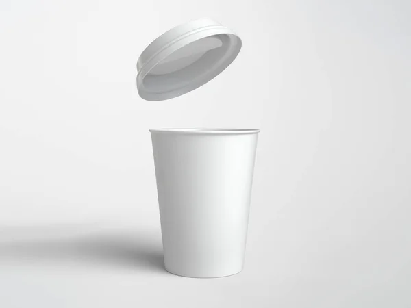 模仿拿走杯子的样子 有盖子的咖啡杯 3D说明 — 图库照片