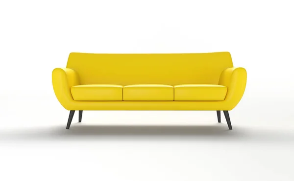 黄色的沙发孤立 经典的单人沙发3D说明 — 图库照片