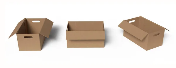 Set Carton Box Isolated White Background Illustration — Stock Photo, Image