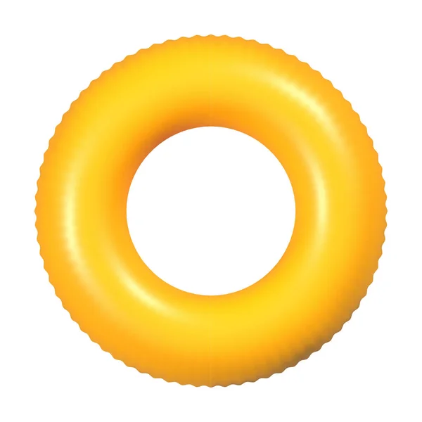 Yellow Pool Ring Isolated White Background Inflatable Swimming Ring — Stock Vector