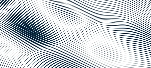 Bleu Ondulé Lignes Arrière Plan Papier Peint Vectoriel Abstrait — Image vectorielle