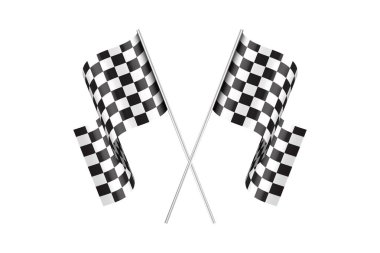 Damalı ya da kareli bayraklar. Yarış bayrakları. Vektör illüstrasyonu