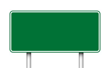  Beyaz üzerinde boş yeşil otoban tabelası var. Vektör illüstrasyonu