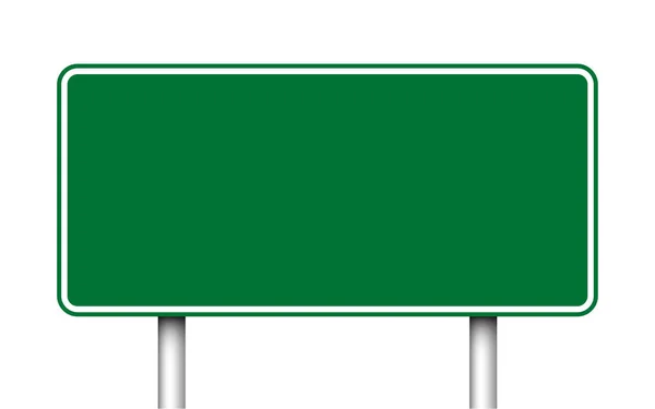 Blank Green Freeway Sign Isolerad Vitt Vektorillustration — Stock vektor