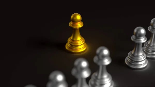 Золотая Шахматная Пешка Темном Фоне Копировальным Пространством Концепция Первого Шага — стоковое фото