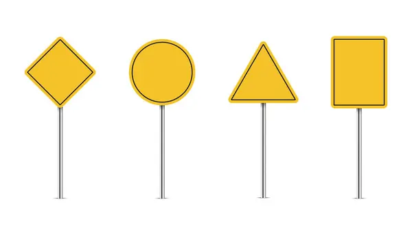 白い道路の黄色い交通標識 ベクトルイラスト — ストックベクタ