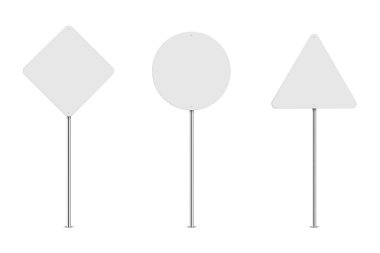 Boş beyaz yol işaretleri. Vektör illüstrasyonu